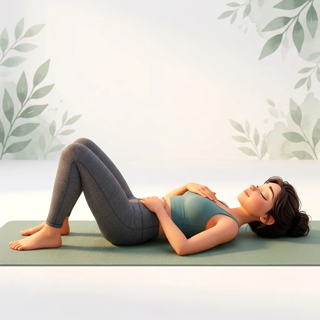Thở bụng - Nằm ngửa tay đặt lên ngực và bụng