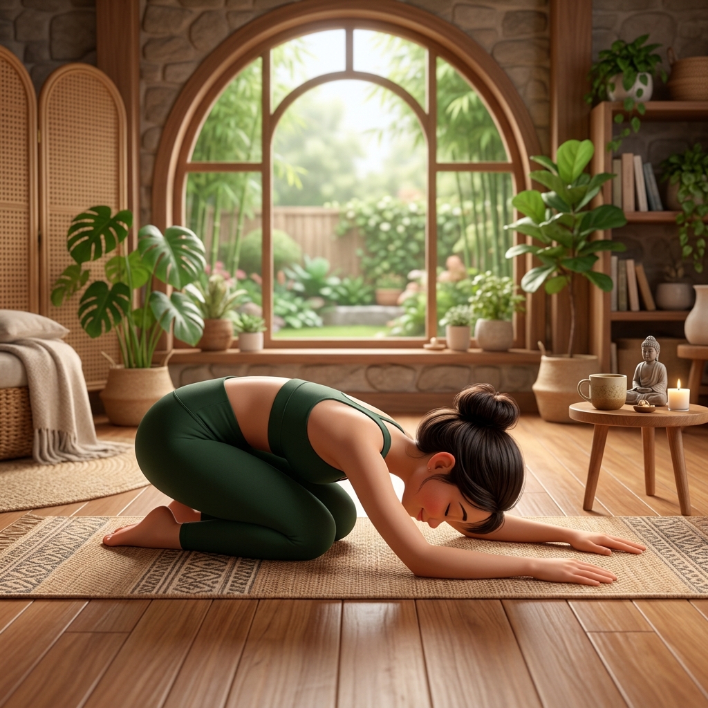 Tư thế mặt em bé yoga thần kinh tọa